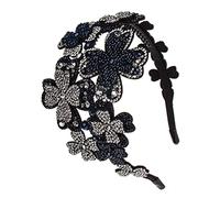 PENIKOKO Vintage Wide Flapper Hairband with Rhinestone Crystal Decoration Non Slip Teeth Design Hair Accessory for Women Elegant Styling Various Occasions