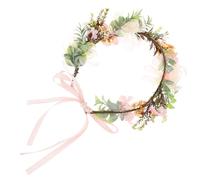 PENIKOKO Wedding Floral Dog Collar with Bowknot, Pet Flower Wreath Collar for Dogs and Cats, Outdoor Puppy Flower Crown Photo Prop