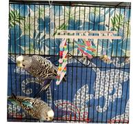 PENIKOKO Wooden Bird Swing Stand Parakeet Playground Hanging Perch for Caged Birds Bite-resistant Accessory for Parrots Budgies Cockatiels Random Color