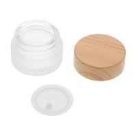 PENIKOKO Wooden Frosted Glass Manicure Cup with Lid, Medium Nail Art Liquid Container for Nail Salon Use, Empty Powder Mixing and Cleaning Bottle