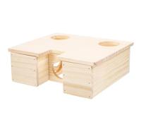 PENIKOKO Wooden Hamster Hideout Multi-chamber Maze Villa with Wide Activity Platform for Small Pets Guinea Pig Cage Accessory Private Resting Shelter