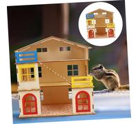 PENIKOKO Wooden Hamster Villa Natural Two Story Hideout House for Small Pets Hamsters Gerbils Rats Stress Relief Mental Small Animal Nest