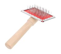 PENIKOKO Wooden Handle PET Grooming Comb Deshedding Tool for Dogs Cats Detangling Brush Fine Pins for Removing Loose Hair and Mats