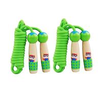 PENIKOKO Wooden Skipping Rope for Smooth Handles Cotton Rope Over Meters Fitness Equipment for Early Education and Cardiovascular Exercise Green Owl Design for Boys and Aged