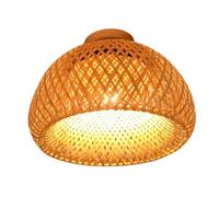 PENIKOKO Woven Bamboo Lampshade Handcrafted Ceiling Light Cover Vintage Style for Home Bedroom Living Bar with Easy Installation Natural Decor