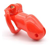 Penis Cage Cock Cage Chastity Cage Men's Red Long Male Cock Cage for Men Chastity Device w/Key Invisible Lock Lust Control Flat Cage with 4 Removable Rings G46