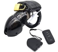 Penis Cage Electric Shock Male Chastity Belt with Wireless Remote Control, Bondage Sex E-Stim Chastity Device Chastity Cage with Cock Ring Fetish Sex Toys for Men (Black)