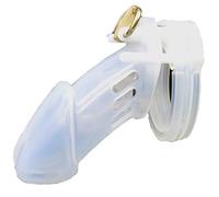 Penis Cage Silicone Chastity Belt for Men Chastity Cage Extremely Soft Silicone Material with 5 Adjustable Rings Cockcage Penis Ring Sex Toys for Men Sm Bondage(White)