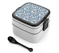 Penis Flower Print Bento Lunch Box Double Layer All-in-One Stackable Lunch Container Includes Spoon with Handle