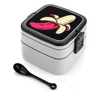 Penis Pinkskin Banana Adult Bento Stackable Lunch Box Food Container Meal Prep with Cutlery