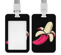 Penis Pinkskin Banana Funny ID Card Badge Holder Vertical Protector Case with Lanyard for Office Work