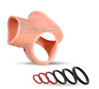 Penis Ring Set with Chastity Ring and 6 Stretchable Penis Rings | Adult set with penis and testicle chastity ring plus six stretchable penis rings in assorted sizes for personal routines