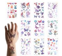 Penitue 10 Sheets Fairy Tale Theme Temporary Tattoos for Kids, Glitter Watercolor Tattoo Stickers with Mermaid Bear Unicorn Butterfly Fairy Designs Party Favors for Girls Classroom Rewards Gift
