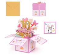 Penitue 10th Anniversary Pop Up Card, Colorful Heart Butterfly Fireworks 3D Anniversary Cards with Greeting Card & Envelope Romantic Pop Up Cards for Wife Husband Couple