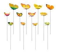 Penitue 12pcs Decorative Butterfly Plant Stakes, 9.8in Lifelike Butterfly Garden Stakes PVC Waterproof Flower Pot Decorations for Garden Lawn Patio Indoor Outdoor Yard Planter Art Decor (Yellow)