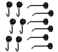 Penitue 12pcs Large Magnetic Hooks, Black Heavy Duty Magnetic Hangers for Cruise Strong Magnet Hooks for Cruise Ship Cabins Van Kitchen Fridge Essentials Storage Accessories (2 Styles)