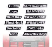 Penitue 12pcs Magnetic Tool Box Labels, Reusable 3D Magnet Toolbox Tags Clear & Easy to Read Organization Stickers Accessories for Steel Toolboxes Carts Drawers and Cabinets (Black & Silver)
