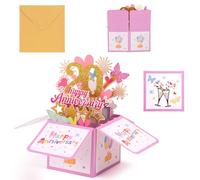 Penitue 20th Anniversary Pop Up Card, Colorful Heart Butterfly Fireworks 3D Anniversary Cards with Greeting Card & Envelope Romantic Pop Up Cards for Wife Husband Couple