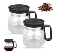 Penitue 2pcs 16oz Coffee Pot, Novelty Mini Glass Coffee Pot Cup Mug with Spill-Proof Lid & Handle Dishwasher Safe Drink Kettle for Home Office Use or Tea Milk Juice Drinking Maker Machine