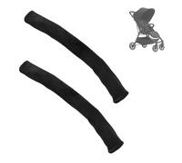 Penitue 2pcs Baby Stroller Armrest Covers, 15.35x5.9in Universal Stroller Handle Protector Cover Replacement Removable Pushchair Handlebar Sleeves Practical Accessories (Black)