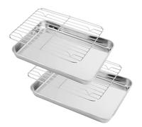 Penitue 2pcs Baking Sheet with Wire Rack Set, Stainless Steel Cookie Baking Tray with Cooling Rack Nonstick & Warp Resistant Accessories Oven Pan Essentials for Toaster Ovenn