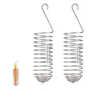 Penitue 2pcs Bird Treats Holder, Stainless Steel Parrot Food Holder Hanging Basket Cage Accessories Bird Foraging Chew Toy Corn Cob Fruit Vegetable Millet Feeder for Macaw Cockatoo Parakeet Canary