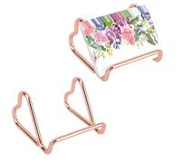 Penitue 2pcs Business Card Display Stand, Metal Heart-Shaped Name Card Holder Stand Small Desktop Phone & Photo Display Organizer for Home Office Reception Wedding Exhibition (Rose Gold)