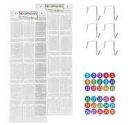 Penitue 2pcs Classroom Headphone Storage Organizer with 30 Pockets, PVC Clear Classroom Pocket Chart Over The Door Hanging Headphone Holder Bag with 32 Labels for School Library