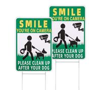 Penitue 2pcs Clean Up After Your Dog Sign with Stake, Ultraviolet Protected & Waterproof Double Sided Pick Up Waste after Your Dog Pee Sign with H-Shaped Iron Stakes for Yard Lawn