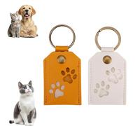 Penitue 2pcs Dog Fur Storage Keychain, Cute Pet Hair Storage Keychains Paw Key Chain Pattern Leather Keyrings for Dogs Cats Fur Collection Collector Memorial Keepsake Decor (Orange, White)
