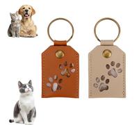 Penitue 2pcs Dog Fur Storage Keychain, Cute Pet Hair Storage Keychains Paw Pattern Leather Keyrings for Dogs Cats Fur Collection Memorial Keepsake Decor (Brown, Khaki)