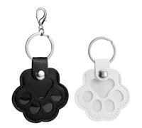 Penitue 2pcs Dog Hair Memory Keeper Keychains, Leather Memorial Keepsake Key Chain Paw Keyring Cute Pet Fur Holder Storage Collector Charm Collection Gifts for Bag & Purse Decorations (Black, White)