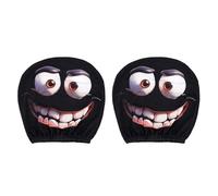 Penitue 2pcs Funny Cartoon Car Headrest Covers, Universal Cartoon Mischievous Exaggerated Expressions Car Headrest Covers for Auto Front Seat Rest Decoration Accessories