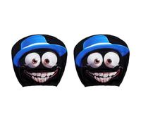 Penitue 2pcs Funny Cartoon Car Headrest Covers, Universal Cute Cartoon Big Eyes Car Seat Head Rest Protector with Exaggerated Expression for Auto Front Seat Decor Supplies