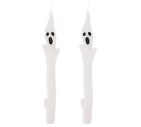 Penitue 2pcs Halloween Ghost Candles, 10 Inch White Cute Ghost Taper Candles Funny Halloween Centerpieces Spooky Table Decorations for Home Indoor Party Supplies