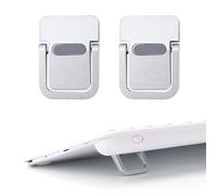 Penitue 2pcs Mini Keyboard Riser, Zinc Alloy Portable Small Laptop Tilt Stand Lifter Feet Foldable & Invisible Self-Adhesive Computer Notebook Holder Leg Lift Accessories for Desk Support (Silver)