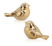 Penitue 2pcs Nordic Style Gold Bird Statues, Shiny Small Bird Ornaments Golden Decor Figurines for Home Office Desk Bookshelf Coffee Table Decoration