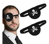 Penitue 2pcs Pirate Eye Patch, Skull Crossbone Eye Patches 3D Adjustable Black Eyepatch Halloween Costume Accessories for Adults Women Men