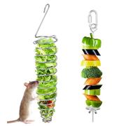 Penitue 2pcs Rat Enrichment Toys, Zinc Alloy Bird Fruit Vegetable Holder Hanging Bird Food Slow Feeder Rat Foraging Toy Cage Accessories for Mice Hamster Parrot