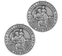 Penitue 2pcs St. Christopher Medals for Car Visor Clip, Zinc Alloy Saint Christopher Visor Clip Guardian Angel Car Accessory Travel Protection Talisman for Family Friends Drivers
