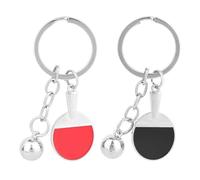 Penitue 2pcs Table Tennis Keychains, Red & Black Ping Pong Racket Keyring for Table Tennis Key Chain Ring Enthusiasts Bag Car Decoration Accessories