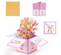 Penitue 30th Anniversary Pop Up Card, Colorful Heart Butterfly Fireworks 3D Happy Anniversary Cards with Greeting Wedding Card & Envelope Romantic Popup Birthday Gift Cards for Wife Husband Couple