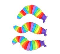Penitue 3pcs Soft Rainbow Slug Fidget Toy - Portable Caterpillar Attention Focus Items, Quiet Toy for Airplane Travel, Road Trips, Restaurants and Bucket List Activities