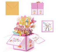 Penitue 40th Anniversary Pop Up Card, Colorful Heart Butterfly Fireworks 3D Anniversary Cards with Greeting Card & Envelope Romantic Pop Up Cards for Wife Husband Couple