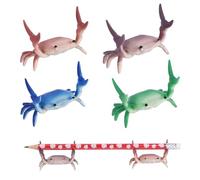 Penitue 4pcs Creative Crab Pen Holders, Cute Weightlifting Crab Shaped Desk Pencil Holder Storage Stand Funny Gadgets Desktop Decoration Accessories for Home Office & Window Display (4 Colors)