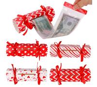 Penitue 4pcs Valentine's Money Pull Box for Cash Gift, Red Heart Candy Money Pop Up Pouch Creative Way to Give Cash Holders Surprise Ideas Party Supplies for Valentine Christmas