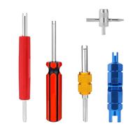 Penitue 5pcs Tire Tyre Repair Tool Set, Dual & Single Head Valve Core Remover Wrench 4-Way Stem Puller Core Wrench Remover Removal Tool for All Standard Schrader Valves Cars Trucks Motorcycle