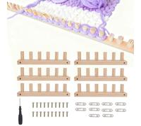 Penitue 6pcs Chunky Knit Blanket Loom, 180cm/70.9in Thick Wooden Blanket Loom with Screwdriver & Assembly Tools for Beginners DIY Afghans Throws Shawl & Home Decor Hand Knitting