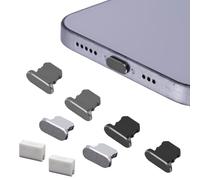 Penitue 6pcs Metal Dust Plugs for iPhone, 3 Colors Port Charging Port Dust Caps with 2 Plug Bracket for iPhone 14 13 12 11 X XS XR 8 7 SE Mini Plus Pro Max iPad AirPods