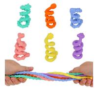 Penitue 6pcs Sensory Stick Toys, 6 Styles Flexible Stretchy Strings Quiet Calming Textured Stretchy Fidget Toys for Children Adults Relief Stress Anxiety